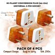 Hi-PLASST (4pcs) 3pin Converter 6amp - 13ampType D Adapter    World (USA, UK, Canada, Europe) to India, Universal Travel Adaptor Plug Three Pin Power Plug Perfect for Laptop, Camera, Charger on Sale