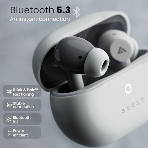 Boult Audio K40 True Wireless in Ear Earbuds with 48H Playtime, Clear Calling 4 Mics, 45ms Low Latency Gaming, Premium Grip, 13mm Bass Drivers, Type-C Fast Charging, BTv 5.3 Ear Buds TWS (Ivory White) Discount