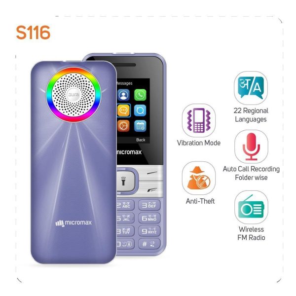 (Refurbished) Micromax S116 - Purple Online Sale