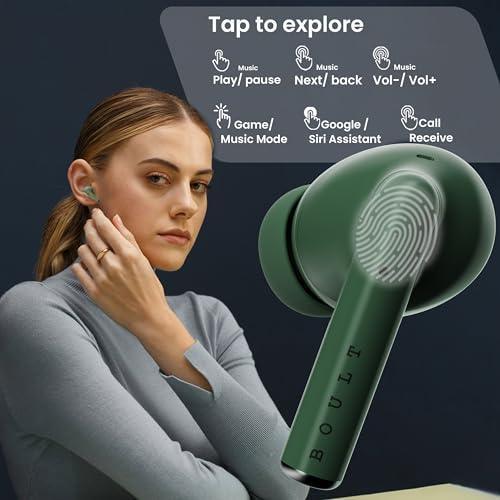 Boult Audio W20 Truly Wireless in Ear Earbuds with 35H Playtime, Zen™ ENC Mic, 45ms Low Latency, 13mm Bass Drivers, Type-C Fast Charging, Made in India,Touch Controls, IPX5 Ear Buds TWS (Pine Green) Online Hot Sale