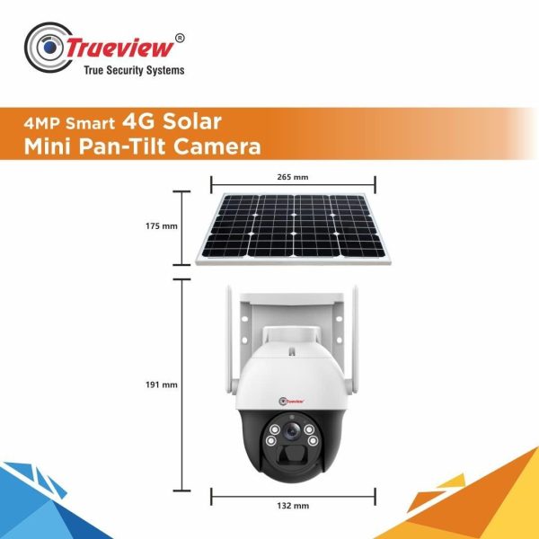 Trueview 4G Sim 4Mp Solar Powered CCTV Security Camera with Solar Panel | Surveillance for Agriculture | Remote Area | Construction Site | Garden (4MP Solar Mini PTZ) Online Sale