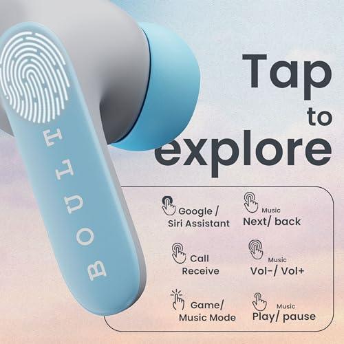 Boult Audio Newly Launched Z20 Pro, Truly Wireless Bluetooth Ear buds with 60 Hours Playtime, 4 Mics Clear Calling, 45ms Low Latency, Rich Bass Drivers, TWS earbuds bluetooth wireless (Powder Blue) For Sale