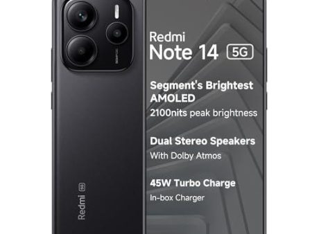 Redmi Note 14 5G (Titan Black, 8GB RAM 256GB Storage) | Global Debut MTK Dimensity 7025 Ultra | 2100 nits Segment Brightest 120Hz AMOLED | 50MP Sony LYT 600 OIS+EIS Triple Camera Online Hot Sale