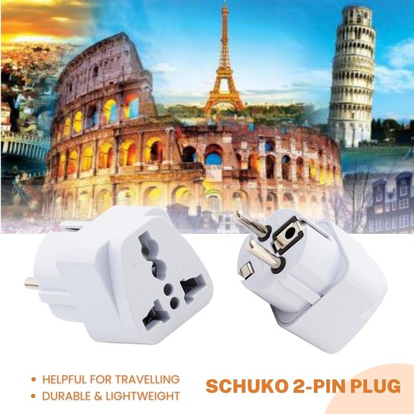 Hi-PLASST India to Europe Germany Travel Adapter Plug Converter Type E Type-F Universal Socket 2pin to 3pin Conversion Plug for Austria • France • Europe • Russia (Pack of 5-Germany Europe Pin) Online