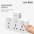 One Beat Cordless Extension Board with Individual Switch-Multi Plug Socket with 2 USB A & 1 USB C Slot - Flex Board with Safety Shutter Protection Online Sale