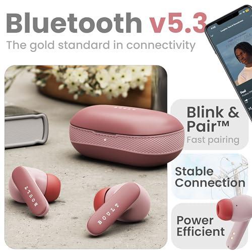 Boult Audio Newly Launched Z20 Pro Truly Wireless Bluetooth Ear Buds with 60 Hours Playtime, 4 Mics Clear Calling, 45ms Low Latency, Rich Bass Drivers, TWS Earbuds Bluetooth Wireless (Candy Cane) Hot on Sale