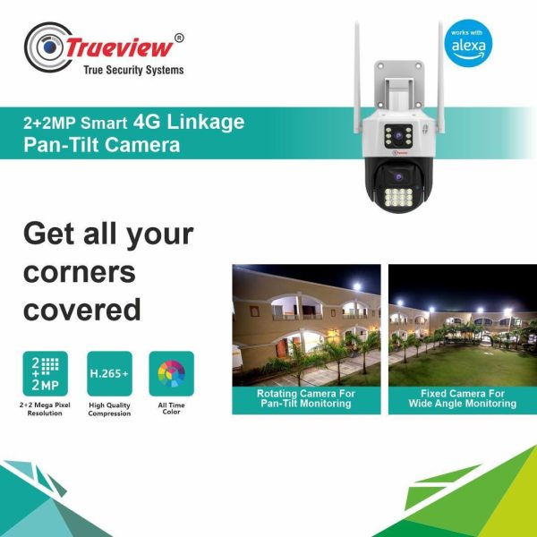 Trueview Smart 4G Linkage 2Mp+2Mp Pan-Tilt Zoom CCTV Camera, Outdoor Indoor Security Camera, Water Proof, 2 Way Talk, Cloud Storage, Motion Detect, Supports SD Card Up to 256 GB, Night Vision Online now