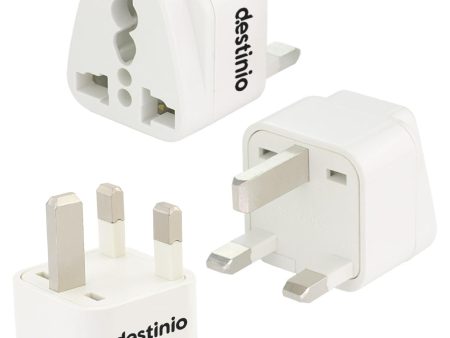 Destinio India to UK Adapter Plug - Type G Plug Adapter, India to UAE, Dubai, Hong Kong - UK Adapter for Indian Pin - CE Certified UK Travel Adapter for Laptop, Camera, Chargers (White, 3 Pack) Online Sale