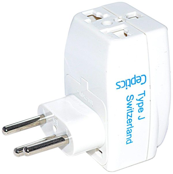 Ceptics 3 Outlet Travel Adapter Plug Type J for Switzerland Sale