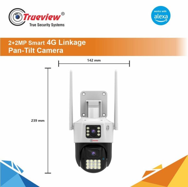 Trueview Smart 4G Linkage 2Mp+2Mp Pan-Tilt Zoom CCTV Camera, Outdoor Indoor Security Camera, Water Proof, 2 Way Talk, Cloud Storage, Motion Detect, Supports SD Card Up to 256 GB, Night Vision Online now