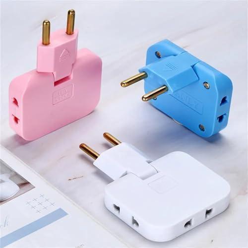 BYKOINE 3 in 1 Adapter Plug by BYKOINE | 180 Degree Rotatable Wireless Mini Slim Outlet Adapter | Multi Foldable EU US Converter | 2 Pin Rotate Plug for Charging Multiple Devices Online