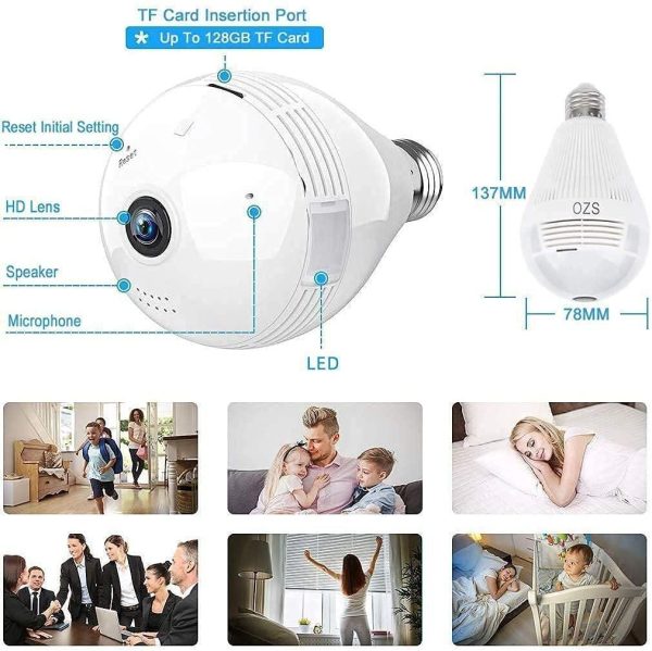 JNKC Full HD Picture Bulb Home Security Camera 1080p AI Powered Motion Detection l Infrared Light Vision | 360° Panorama | Talk Back Feature (Bulb Camera) For Cheap