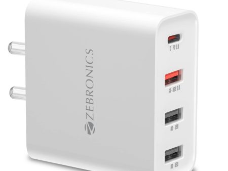 Zebronics Rc45A 4 Port Charger, 45W Max, Smart Ic, Type C Pd 3.0, 3X USB, for Iphone | Android Smartphones | Tablets, Rapid Charge, Wide Voltage Support, Built in Protections, Black Cheap