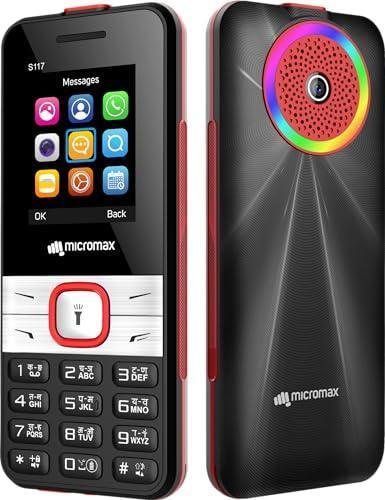 (Refurbished) Micromax S117, Dual Sim Keypad with Long Lasting Battery & Dedicated Notification Ring, Wireless FM with Auto Call Recording, Camera| Black & Red Online Hot Sale