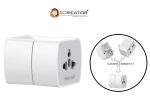 iCreator Universal Travel Adapter with Child Safety Shutter - Pack of 1 | Compact and Portable Worldwide Plug - Can Use Over 150 Countries, Including UK, Europe, USA - White Hot on Sale