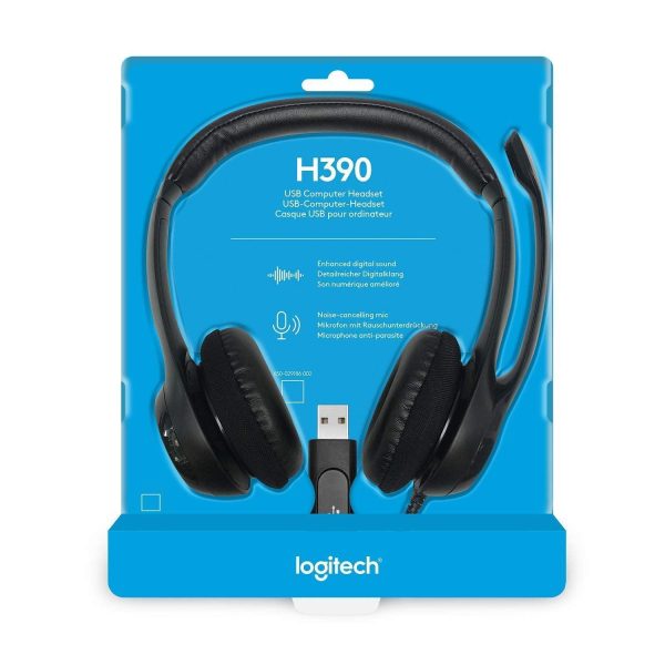 (Refurbished) Logitech H390 Wired USB Headset, 2 Yr Warranty, Stereo Headphones with Noise-Cancelling Mi Supply