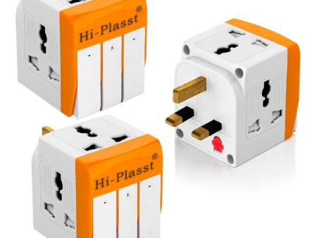 Hi-PLASST (3Pc) UK Multiplug Type-G Flat Pin Plug 13-A Universal 3 Pin Multi-Plug Socket, Plug Converter with Individual Switch, Travel Power Adapter & Surge Protector for UK Hongkong London Ireland Hot on Sale