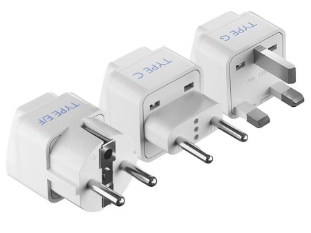 Ceptics European Travel Plug Adapter - Light Weight - Type C, Schuko Type E F, Type G - Ultra Compact - India to Most of Europe, UK, UAE - CE Certified - RoHS Compliant (EU-3SET) For Discount