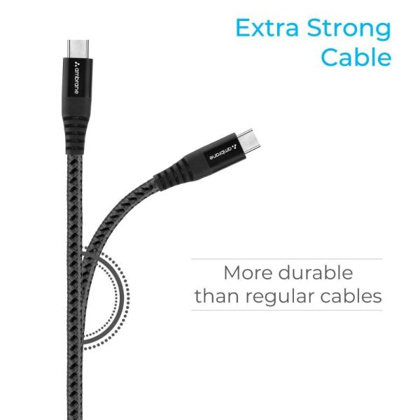 Ambrane Type C Cable 3A Fast Charging 1M Braided Cable for Smartphones, Tablets, Laptops & other Type C devices, 480Mbps Data Sync, Quick Charge 3.0 (RCT 10, Black) Online Sale