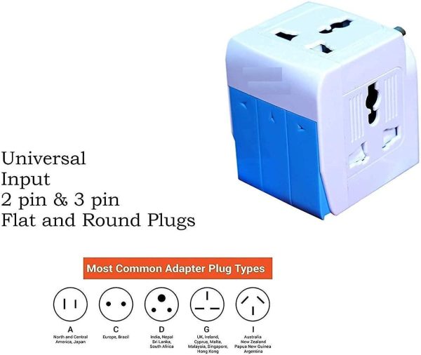 Multi 3 Way Socket Plug Adapter Universal Input Plug with Individual Switches and Led Indicator 10 Amps Accepts Round and Flat Plugs Converter Extension Board Plug (Multi) For Sale