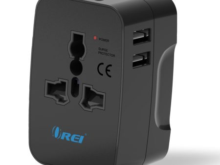 Orei Universal Travel Adapter - 3 in 1 Worldwide Travel Adapter with Dual USB - Universal Socket with 2X USB-A 2.4A - Travel Adapter for US, Europe & More - 3 Year Warranty on Sale