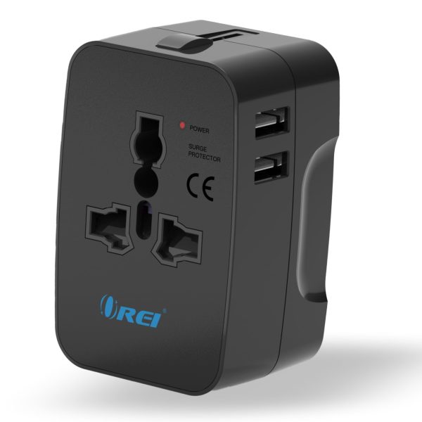 Orei Universal Travel Adapter - 3 in 1 Worldwide Travel Adapter with Dual USB - Universal Socket with 2X USB-A 2.4A - Travel Adapter for US, Europe & More - 3 Year Warranty on Sale