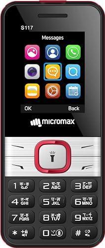 (Refurbished) Micromax S117, Dual Sim Keypad with Long Lasting Battery & Dedicated Notification Ring, Wireless FM with Auto Call Recording, Camera| Black & Red Online Hot Sale