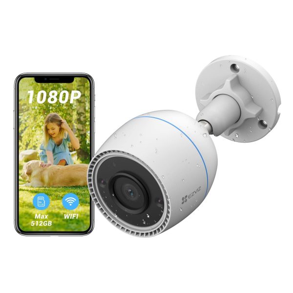 EZVIZ by Hikvision|Wi-Fi Smart Outdoor Bullet Camera|1080p Resolution|Color Night Vision|Weatherproof Design|Active Defense with Strobe Light|Upto 512GB Support|H3C Color, White Discount