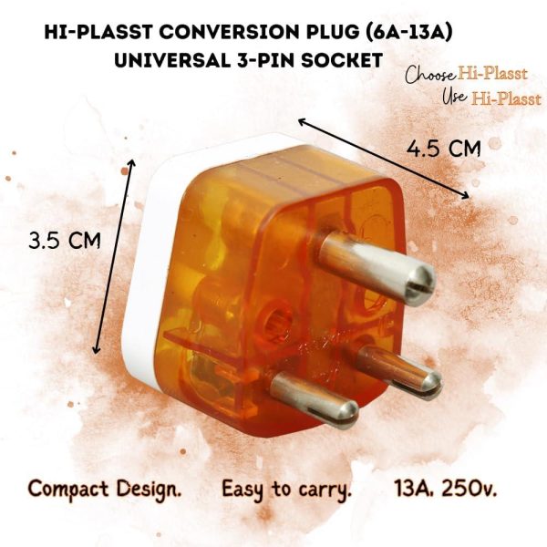 Hi-PLASST (4pcs) 3pin Converter 6amp - 13ampType D Adapter    World (USA, UK, Canada, Europe) to India, Universal Travel Adaptor Plug Three Pin Power Plug Perfect for Laptop, Camera, Charger on Sale