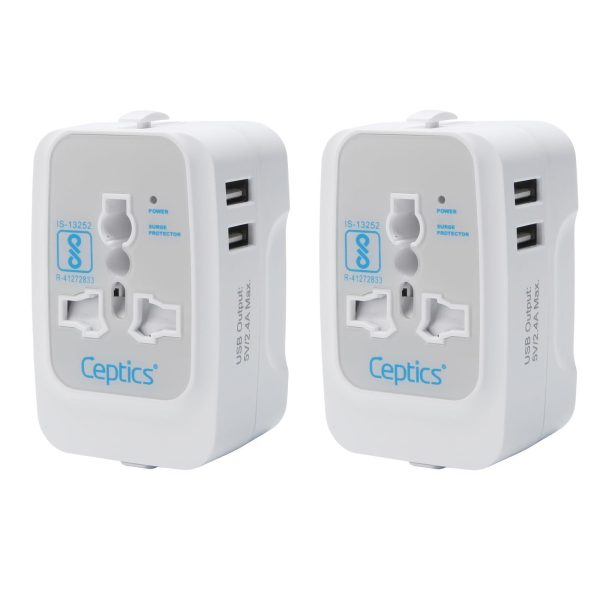 Ceptics Universal Travel Adapter, International All in One Travel Adapter, Universal Travel Accessories with 2xUSB 2.4A, Travel Charger, International Travel Adapter – 2 Pack Hot on Sale