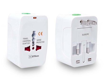 EMBOX Universal Charger Adapter 240 AC Wall Charger 6 A Universal Travel Adapter All in One International Ports for USA EU UK AUS Supports 150+ Countries Smart Phone, Laptops, Cameras, Pack of 1 Cheap