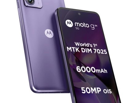 Motorola G64 5G (Ice Lilac, 12GB RAM, 256GB Storage) | Expandable Upto 2TB | Upto 24GB RAM with RAM Boost | 50MP (OIS) + 8MP | 16MP Front Camera | MediaTek Dimensity 7025 Processor | 6000 mAh Battery Online Hot Sale