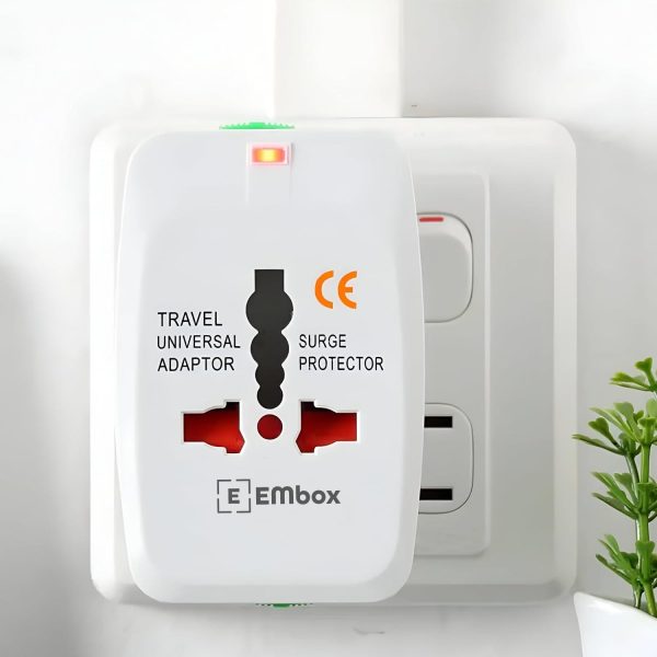 EMBOX Universal Charger Adapter 240 AC Wall Charger 6 A Universal Travel Adapter All in One International Ports for USA EU UK AUS Supports 150+ Countries Smart Phone, Laptops, Cameras, Pack of 1 Cheap