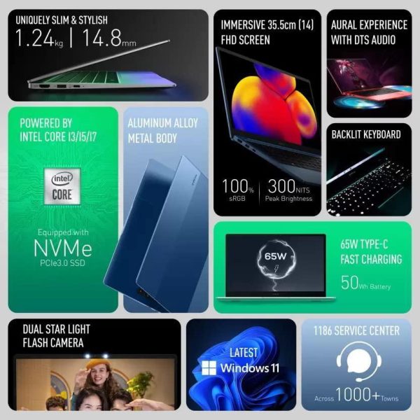 (Refurbished) Infinix X1 Slim Series Core i5 10th Gen - (16 GB 512 GB SSD Windows 11 Home) XL21 Thin and Light Laptop (14 Inch, Cosmic Blue, 1.24 kg) on Sale