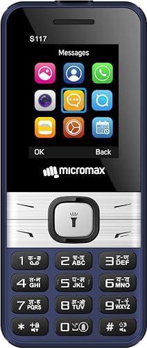 (Refurbished) Micromax S117, Dual Sim Keypad with Long Lasting Battery & Dedicated Notification Ring, Wireless FM with Auto Call Recording, Camera| Blue Sale