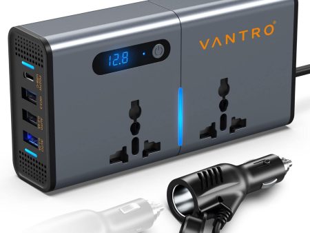 VANTRO Power Inverter Laptop Charger with 3 USB (6.2A Max) & 1 C Type(1*27WPD) Smart USB Ports, Patented Technology 12-24V DC to 220V AC- Bonus Cigarette Lighter Port - Ideal for Car, Bus, and Truck Use Model:: P2 Pro Fashion