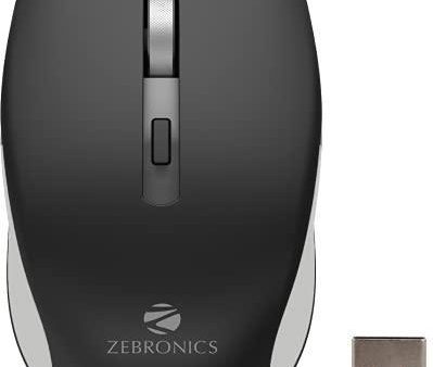 ZEBRONICS ZEB-JAGUAR Wireless Mouse, 2.4GHz with USB Nano Receiver, High Precision Optical Tracking, 4 Buttons, Plug & Play, Ambidextrous, for PC Mac Laptop (Black+Grey) on Sale