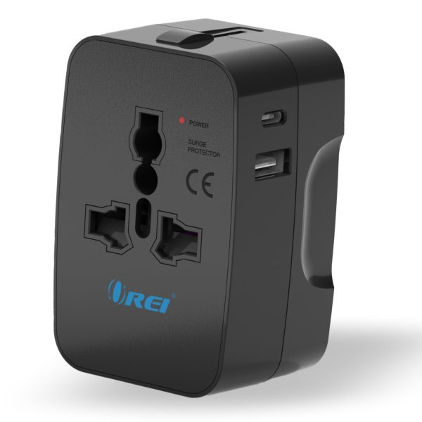 OREI Universal Travel Adapter with Type C - 3 in 1 International Travel Adapter - Universal charger with 1 USB-A, 1 USB-C (2.4A each) and Universal output socket – CE & FCC certified - 3 Year Warranty Cheap