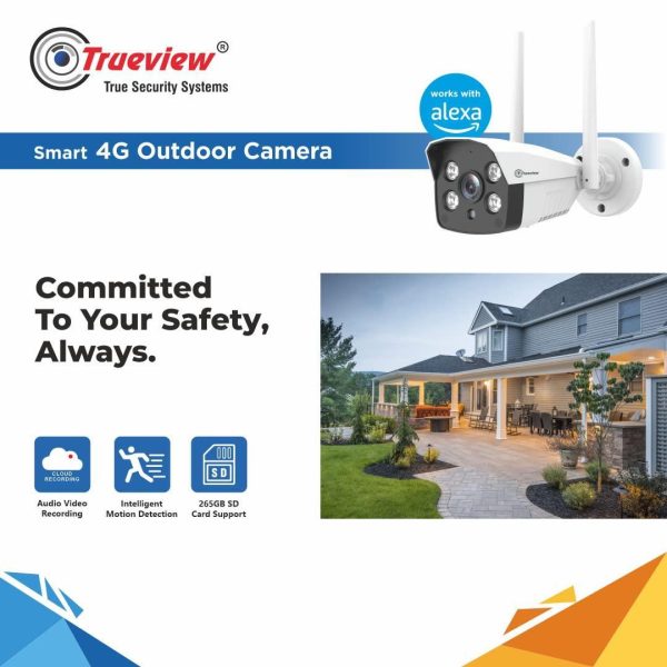 Trueview 3mp All Time Color 4G Sim Based Bullet CCTV Security Camera for Home, Shop, Office, Farm, and Construction Site | IP66 Waterproof Rating Fashion