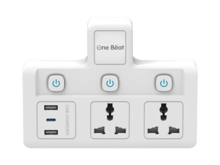 One Beat Cordless Extension Board with Individual Switch-Multi Plug Socket with 2 USB A & 1 USB C Slot - Flex Board with Safety Shutter Protection Online Sale