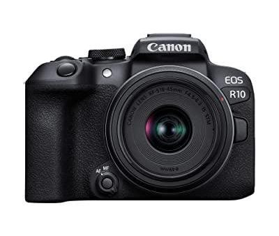 Canon EOS R10 24.2MP RF-S18-45mm f 4.5-6.3 IS STM Mirrorless Camera (APS-C Sensor,4K UHD Video) – Black on Sale