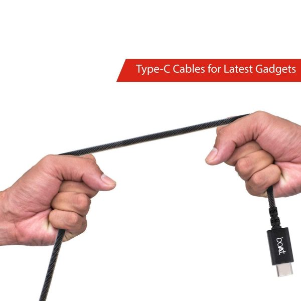 boAt Type-C A400 | Type-C to USB A 2 Mtrs Cable| 3A Fast Charging & 480mbps Data Transmission | Comparible for all Smartphones & Tablets (Black) For Cheap