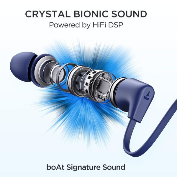 boAt Rockerz Trinity in Ear Earphones with 150H Playtime, Crystal Bionic Sound Powered by HiFi, Signature Sound, Beast™ Mode, ENx™ Tech, ASAP™ Charge, IPX5, Dual Pairing(Just Blue) For Cheap