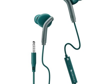 ZEBRONICS Zeb-Bro in Ear Wired Earphones with Mic, 3.5mm Audio Jack, 10mm Drivers, Phone Tablet Compatible(Green) Online Hot Sale