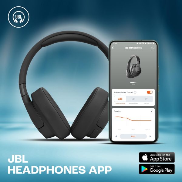 JBL Tune 770NC Wireless Over Ear ANC Headphones with Mic, Upto 70 Hrs Playtime, Speedcharge, Google Fast Pair, Dual Pairing, BT 5.3 LE Audio, Customize on Headphones App (Black) on Sale