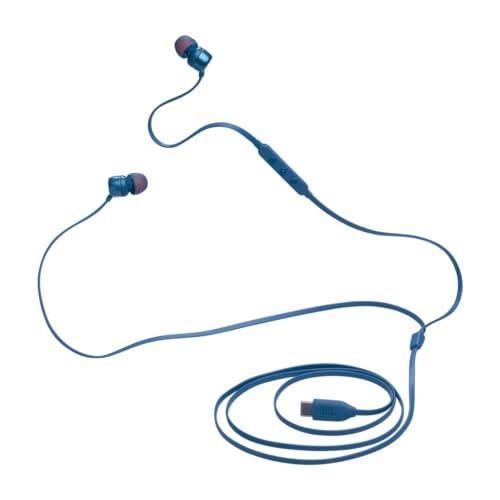 JBL Tune 310 Wired in-Ear Type C Headphones, Hi-Res Audio with Digital-to-Analog Converter, 3-Button EQ Preset Remote with Microphone, Tangle-Free Flat Cable, Compatible with USB-C Devices (Blue) Supply