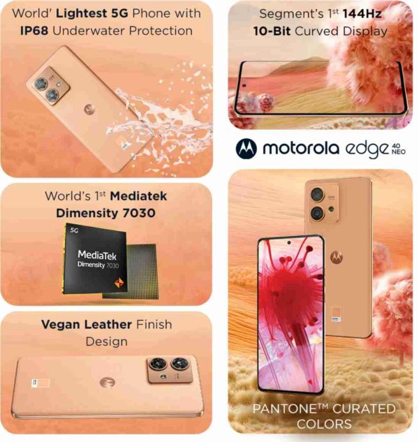 (Refurbished) Motorola Edge 40 Neo 5G (Peach Fuzz, 8GB RAM, 128GB Storage) Online Hot Sale