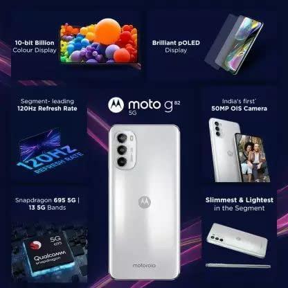 (Refurbished) Motorola Moto g82 (6GB) (128GB) (White Lily) Fashion