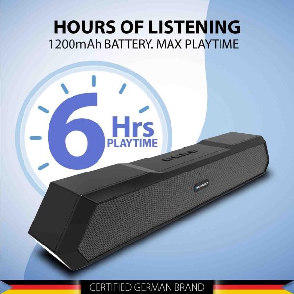 Blaupunkt Newly Launched SBA15 14W Bluetooth Soundbar I 1200 mAh Battery I TurboVolt Charging I AUX, Bluetooth, USB & TWS I Mini Gaming BT Speaker for TV, Mobile, PC, Tablets, Laptops (Premium Black) Supply