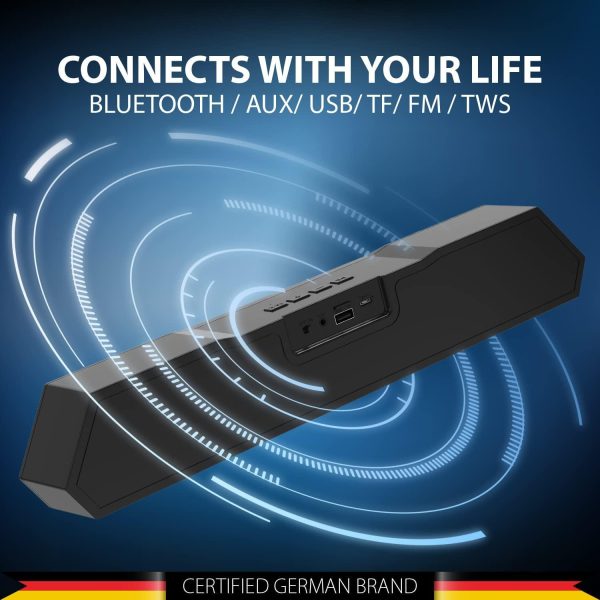 Blaupunkt Newly Launched SBA15 14W Bluetooth Soundbar I 1200 mAh Battery I TurboVolt Charging I AUX, Bluetooth, USB & TWS I Mini Gaming BT Speaker for TV, Mobile, PC, Tablets, Laptops (Premium Black) Supply